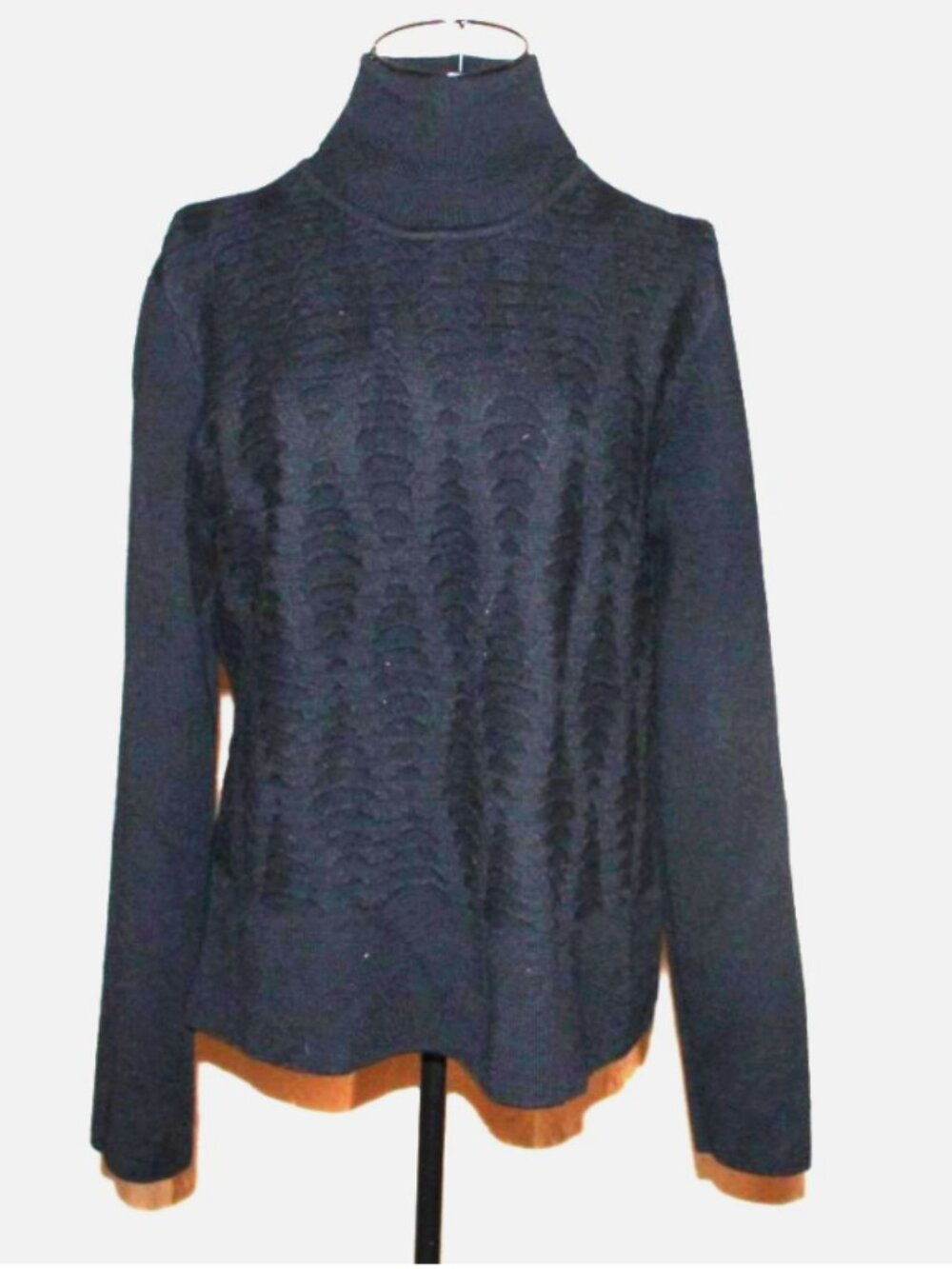 Paraphrase 100% Merino Wool Turtleneck Sweater Black textured Australia Sz L
